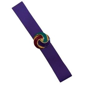 Vintage Day-Lor Womens Purple Swirl Enamel Belt Stretch Elastic OSFM Retro EUC